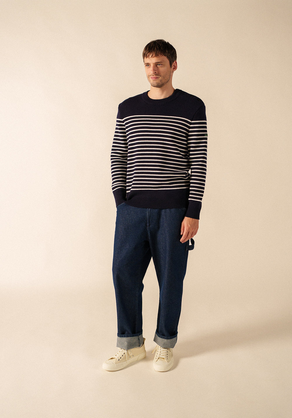 Glow-In-The-Dark Binic Striped Jumper - en lana (MARINE/PHOSPHORESCENT)