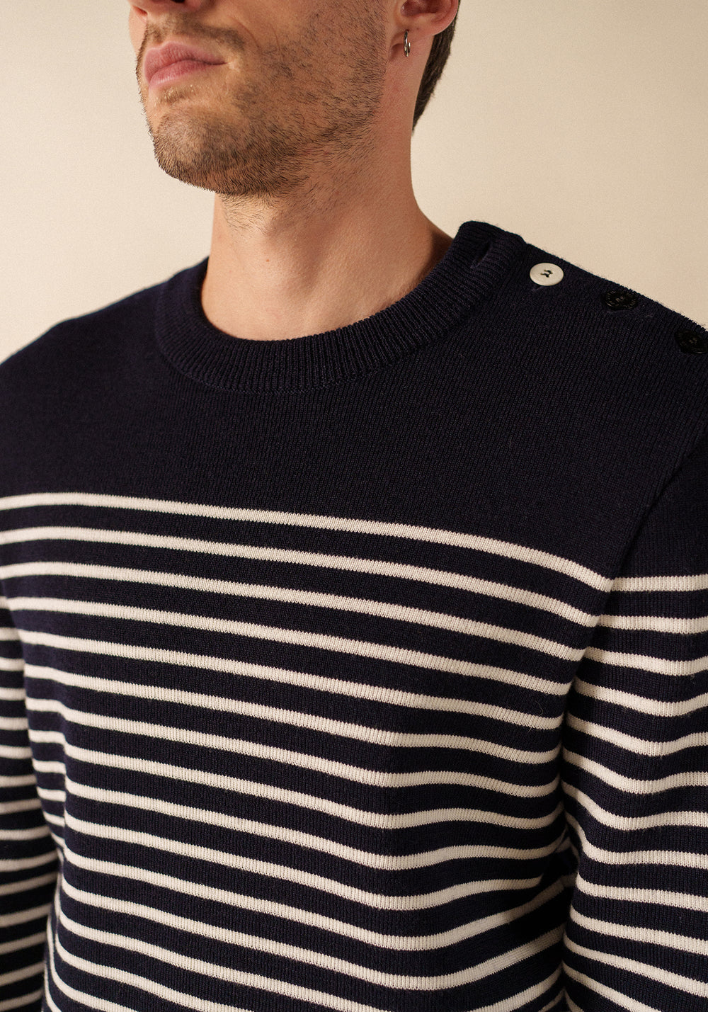 Glow-In-The-Dark Binic Striped Jumper - en lana (MARINE/PHOSPHORESCENT)