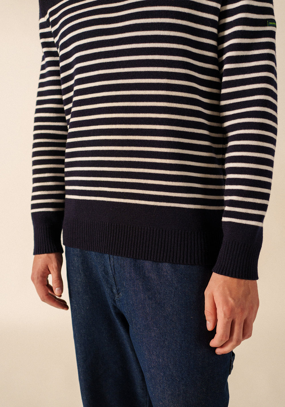 Glow-In-The-Dark Binic Striped Jumper - en lana (MARINE/PHOSPHORESCENT)