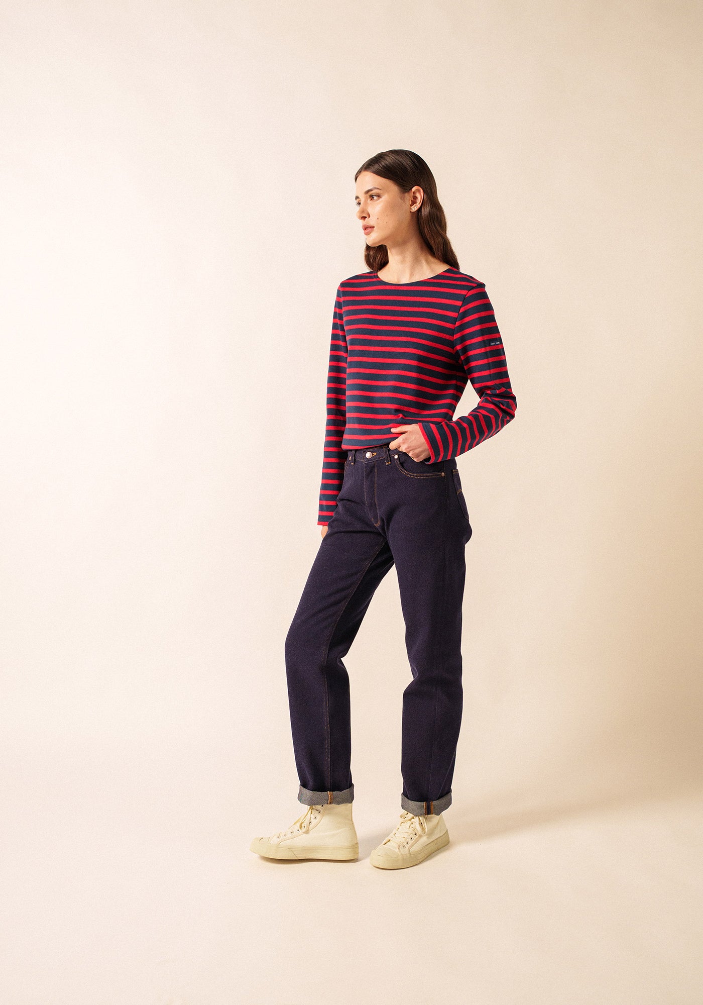 Camisa Méridien Breton (MARINE/TULIPE)