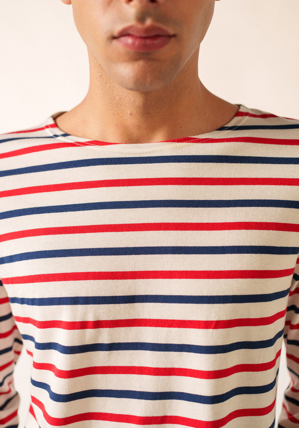 Camisa bretona tricolor Minquiers (ECRU/MARINE/TULIPE)