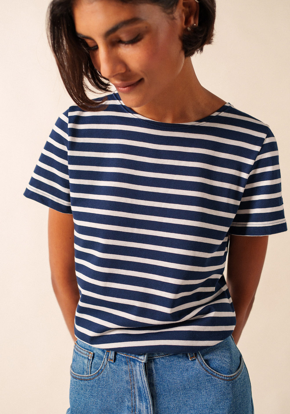 Camisa Etrille Breton (MARINE/NEIGE)