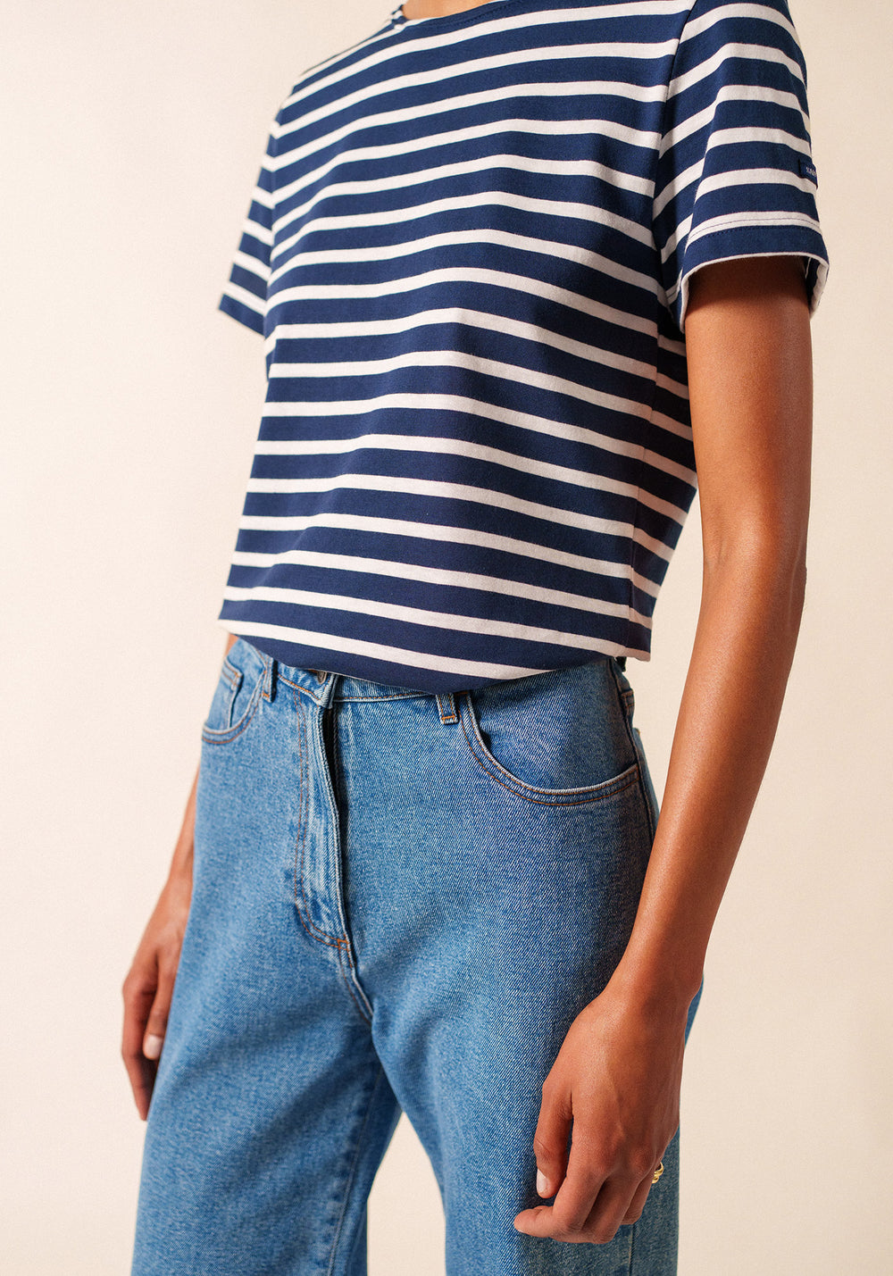 Camisa Etrille Breton (MARINE/NEIGE)