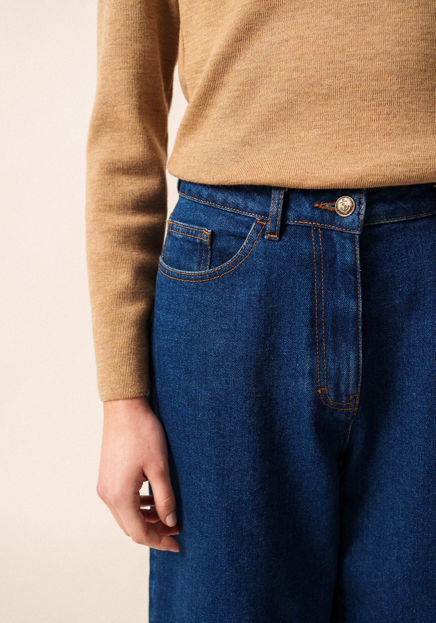 Marée auténtico jersey marinero - slim fit, en lana (BEIGE FONCE)