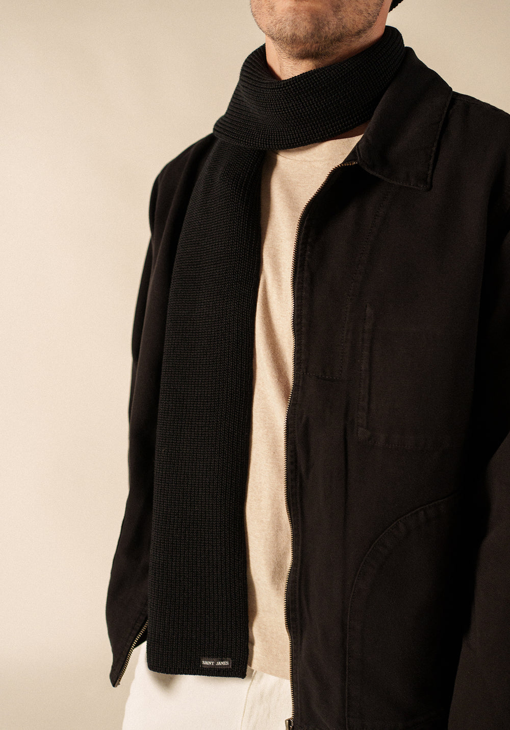 Bufanda canoa - en punto liso (NOIR)