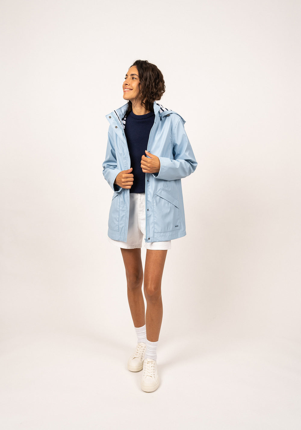 Parka Ste Morgane - impermeable, forro de punto a rayas (CIEL)
