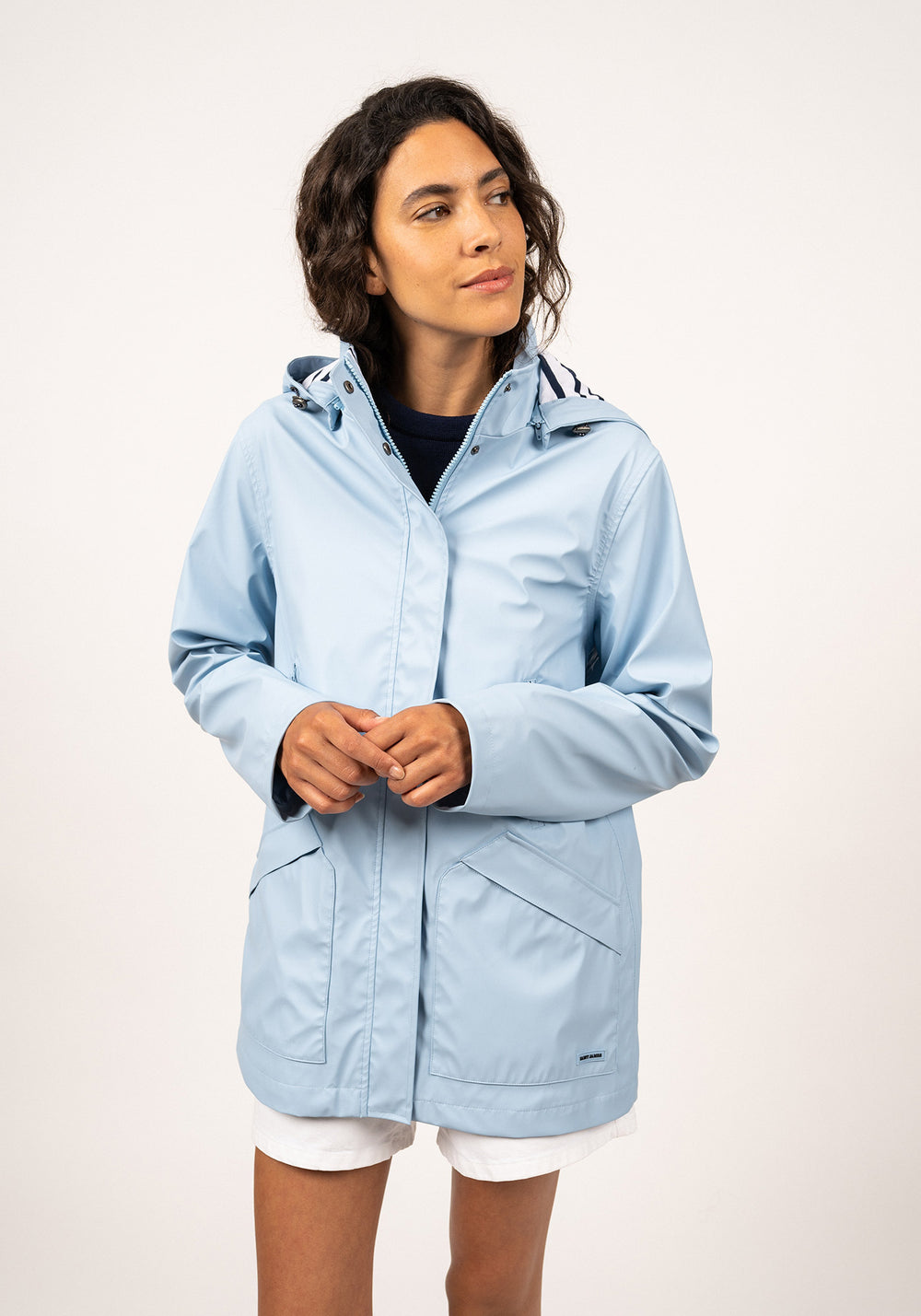 Parka Ste Morgane - impermeable, forro de punto a rayas (CIEL)