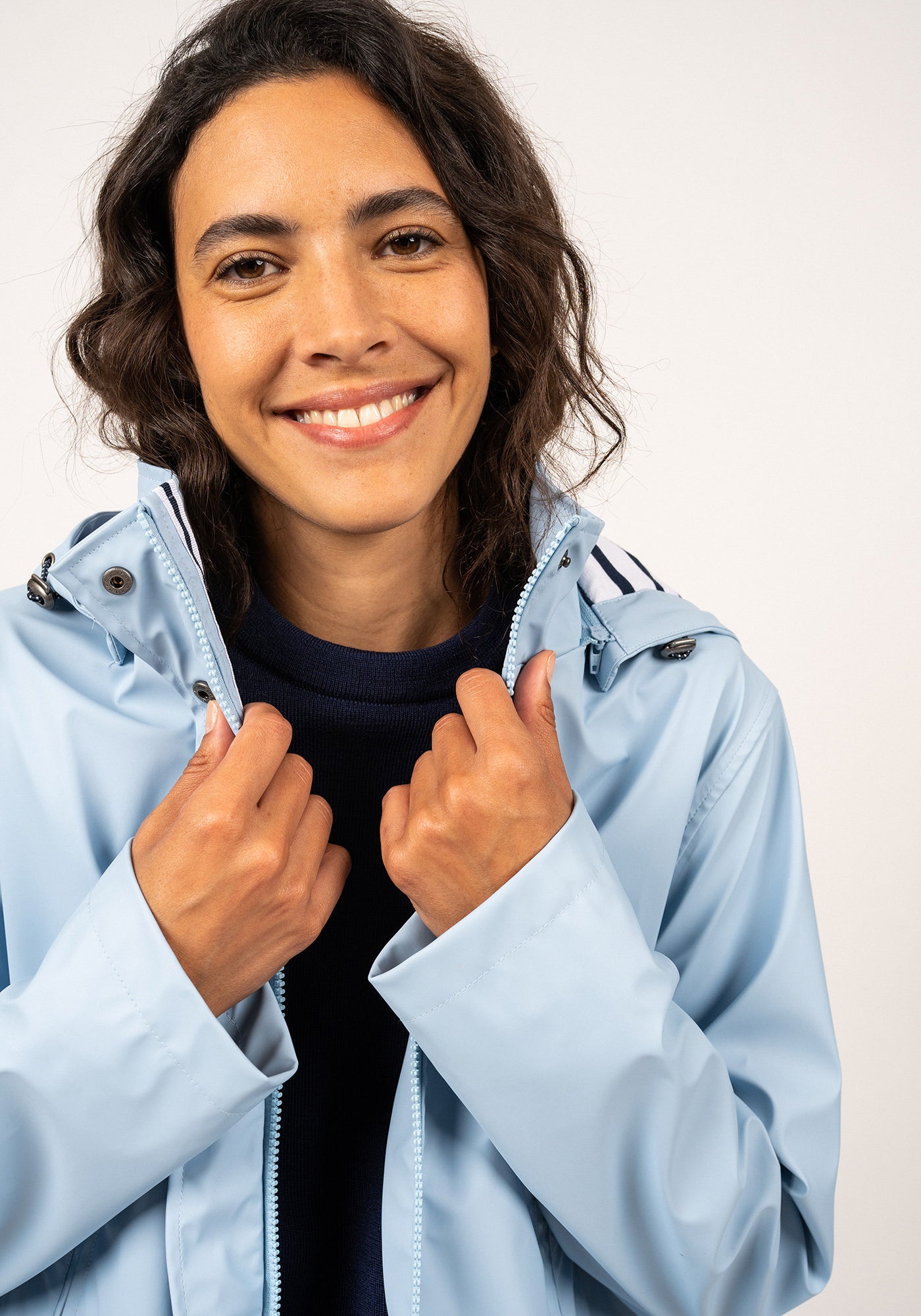 Parka Ste Morgane - impermeable, forro de punto a rayas (CIEL)