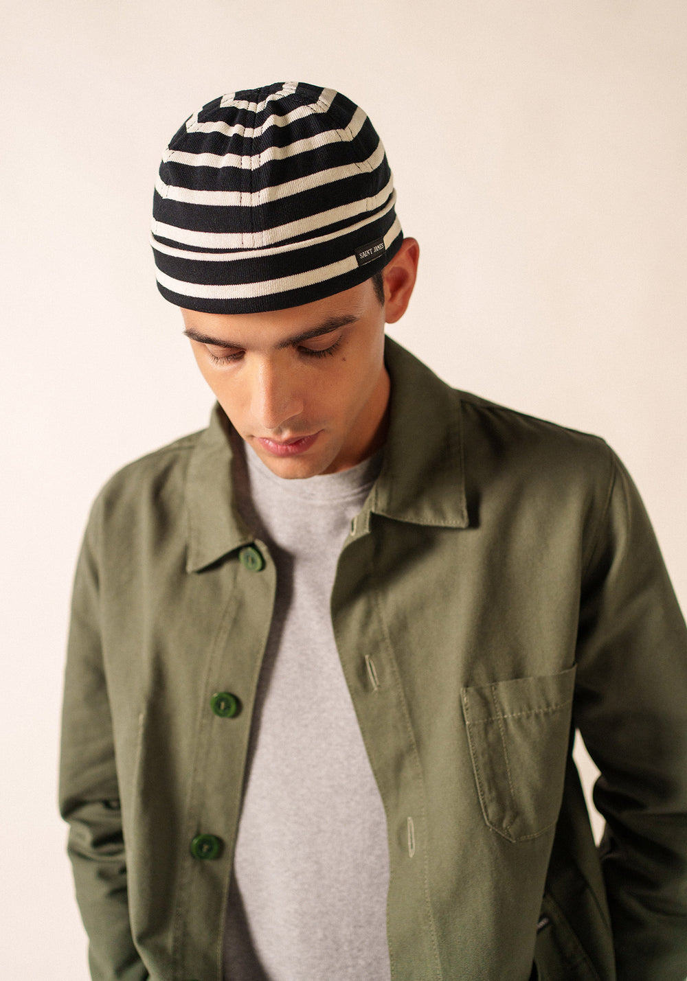 Sombrero de cubierta Miki Meridien - a rayas, de algodón grueso (NOIR/ECRU)