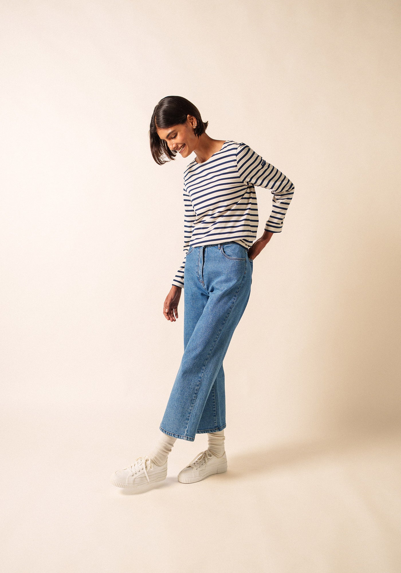 Camisa bretona Minquiers (ECRU/MARINE)