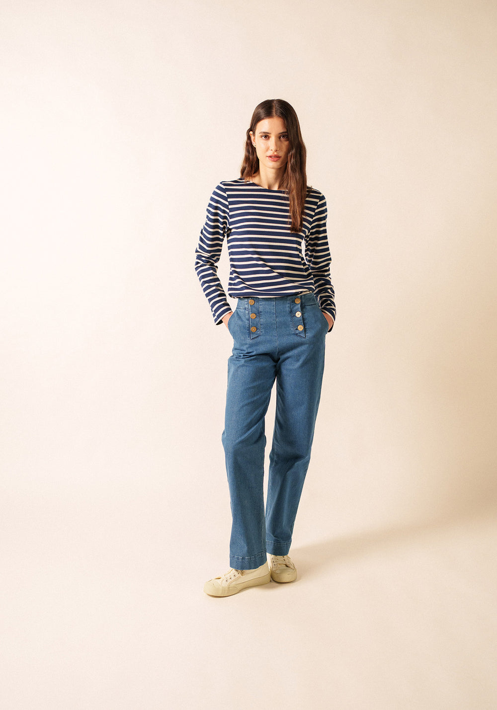 Camisa bretona Minquiers (MARINA/ECRU)