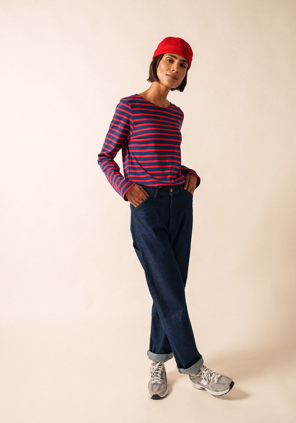 Camisa bretona Minquiers (MARINE/TULIPE)