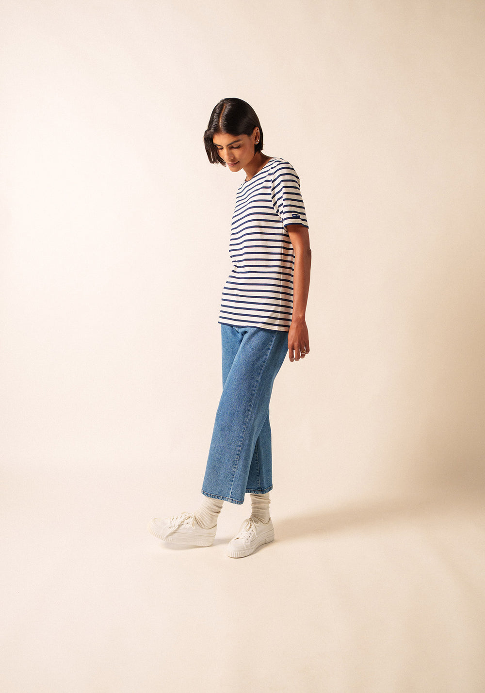 Camisa bretona levantina (ECRU/MARINE)