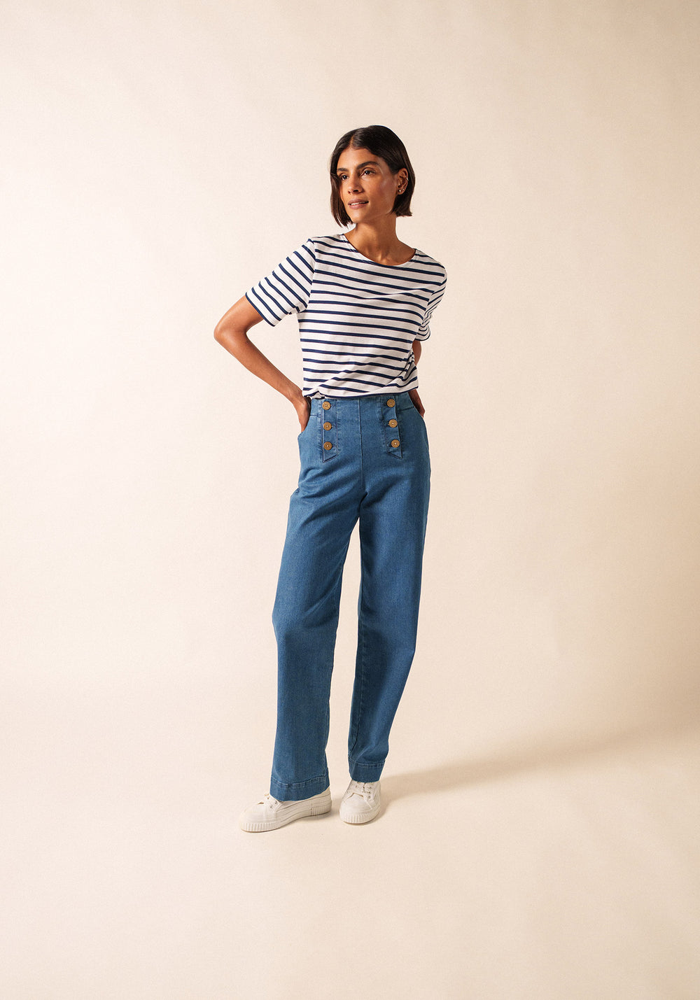 Camisa bretona levantina (NEIGE/MARINE)