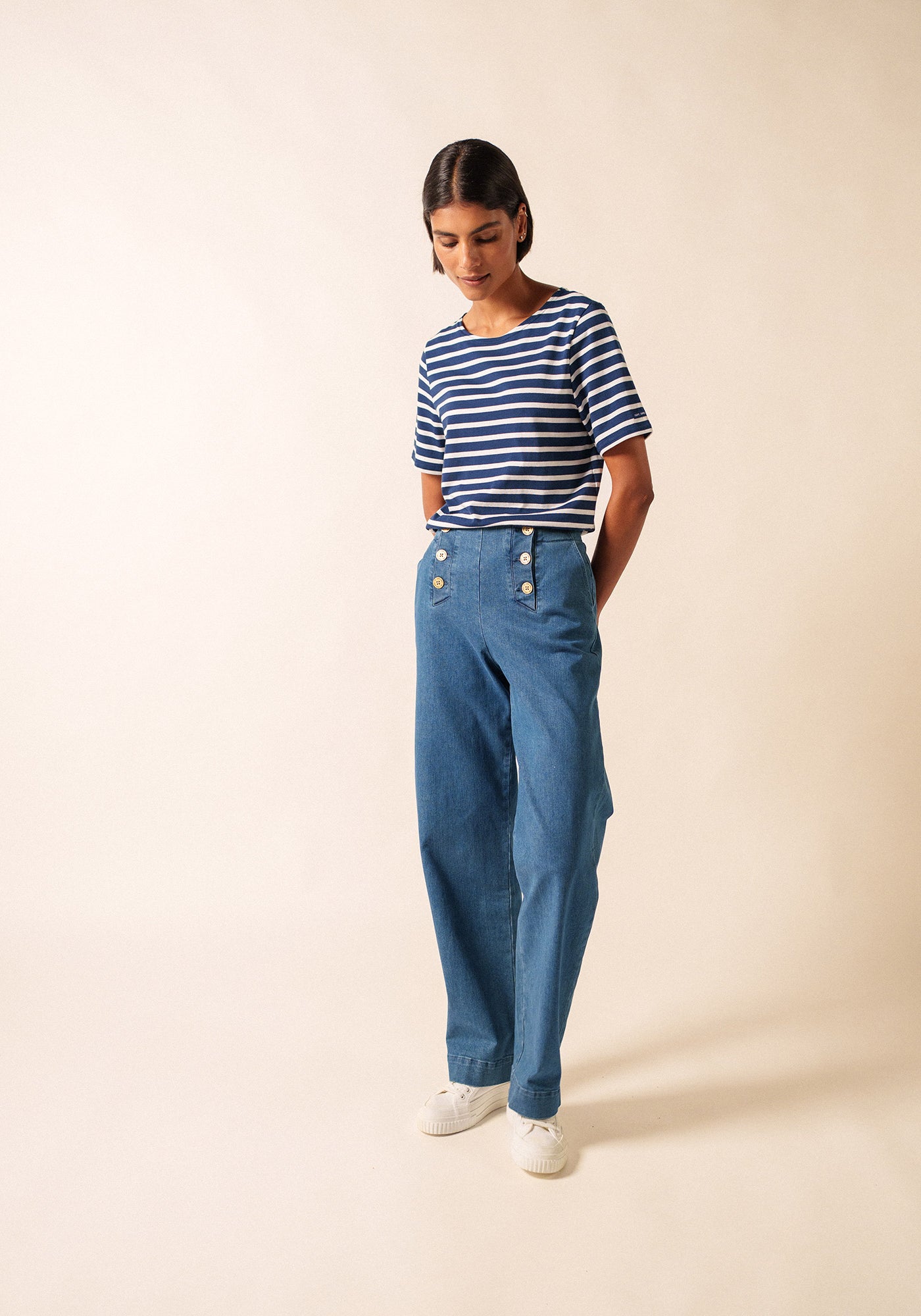 Camisa bretona levantina (MARINE/NEIGE)