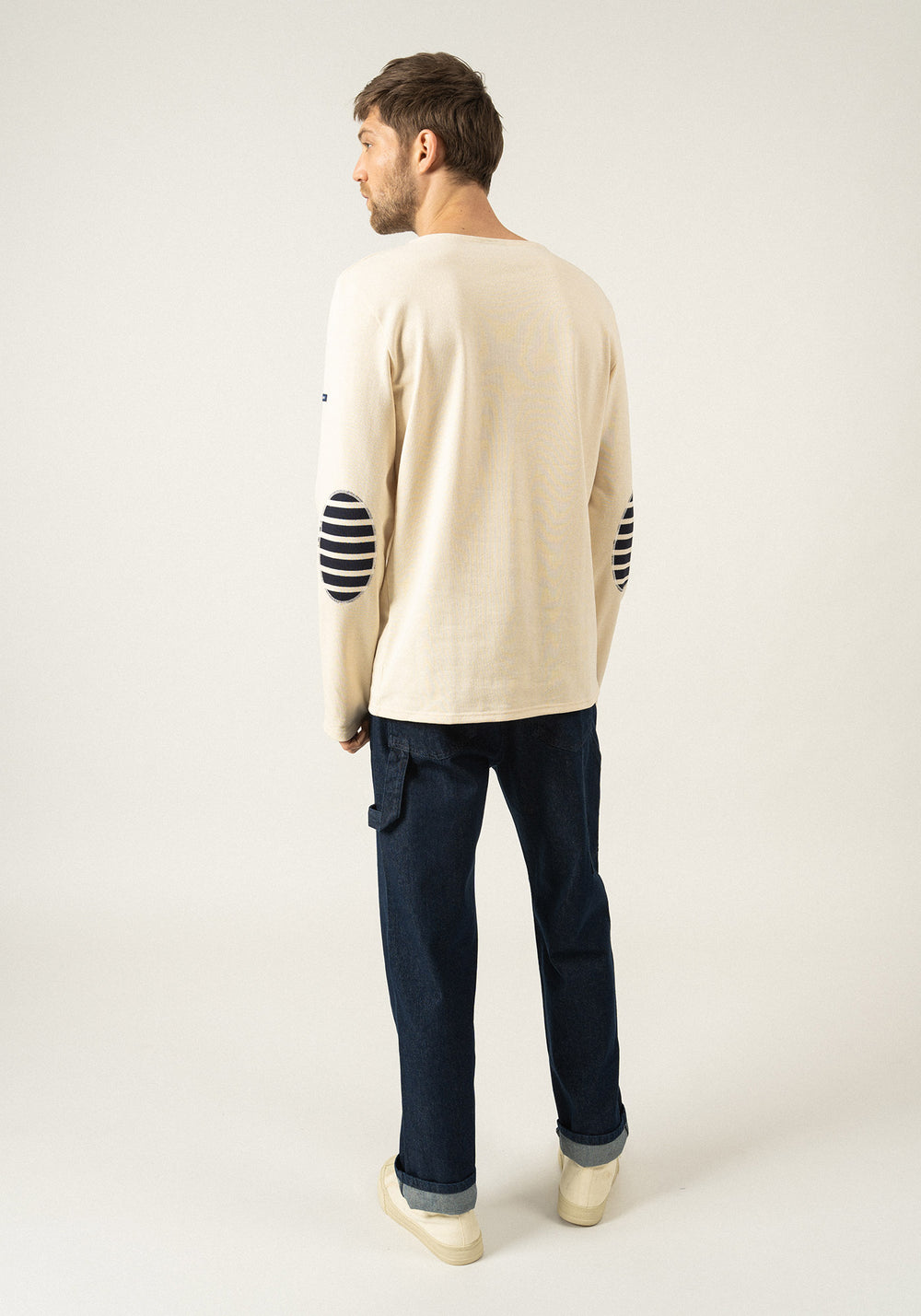 Camisa bretona con parches Méridien (ECRU/NAVY/ECRU)