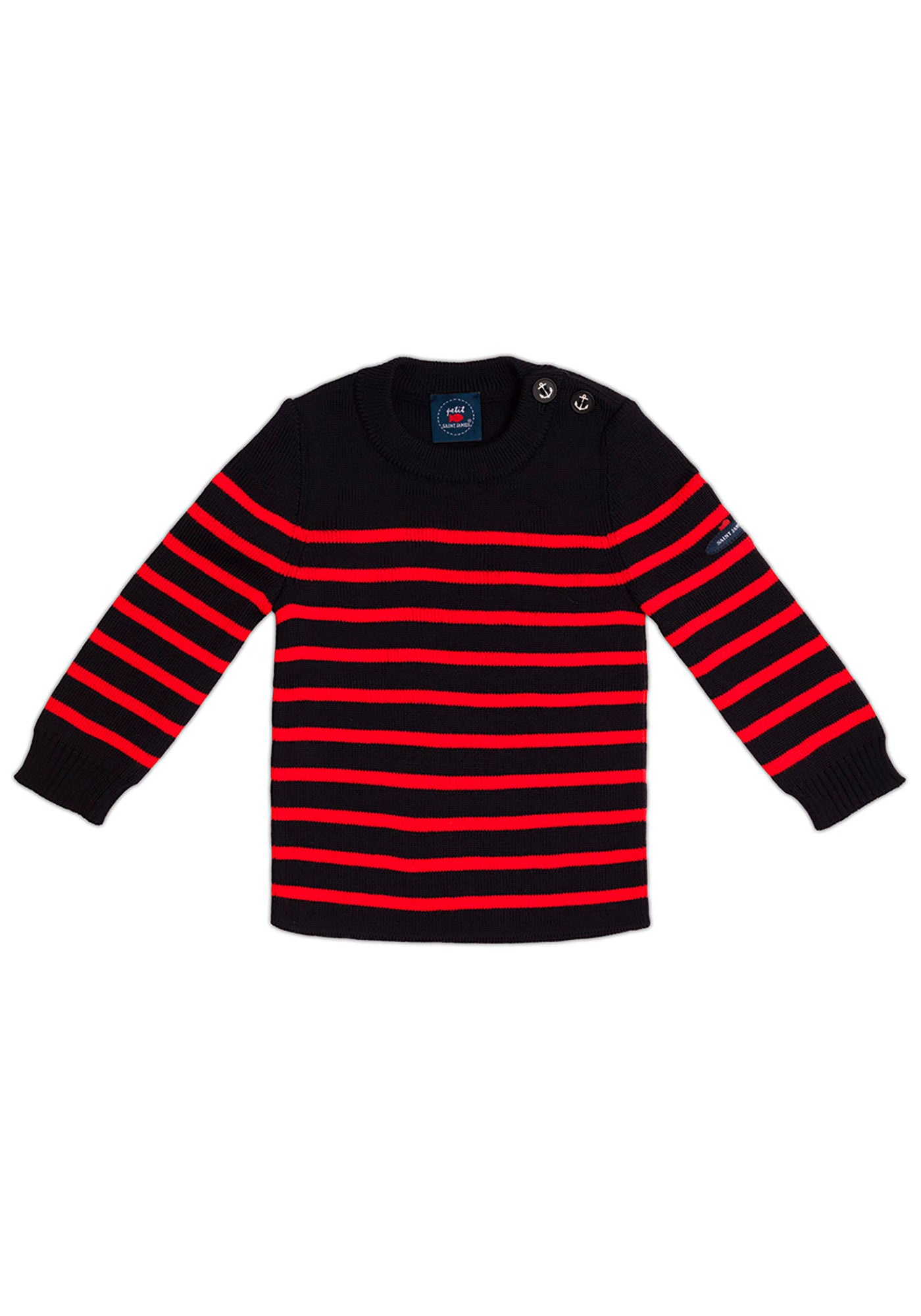 Jersey marinero de rayas Moussaillon para bebés - en mezcla de lana (NAVY/ROUGE)